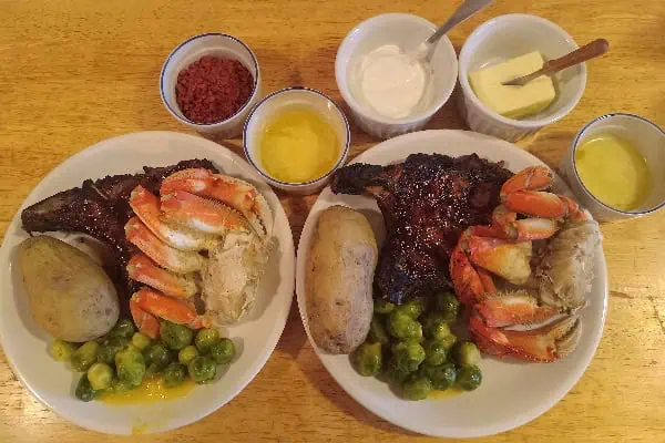 BBQ Bison Ribeye Steak With Alaska Crab